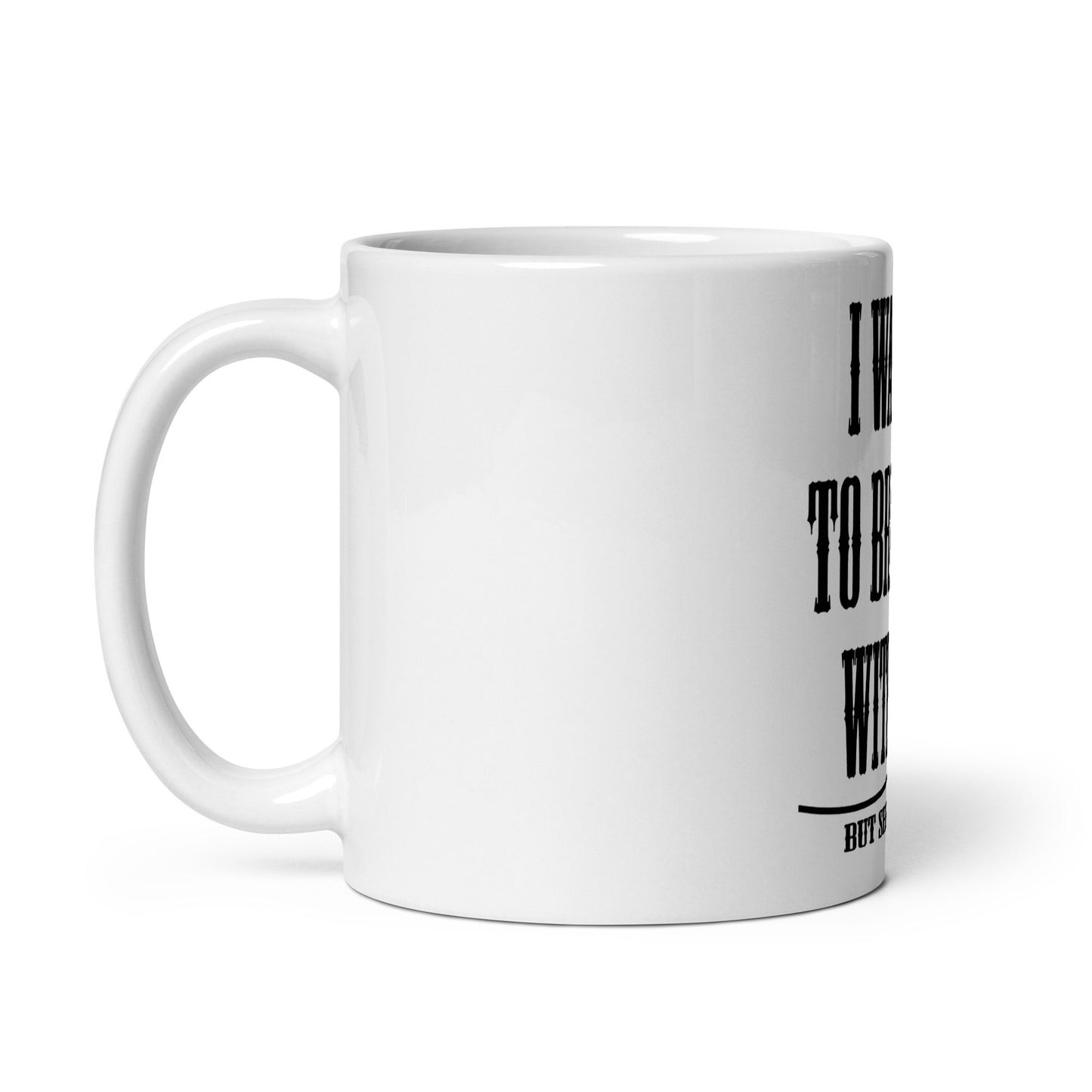 Weiße, glänzende Tasse - I want break
