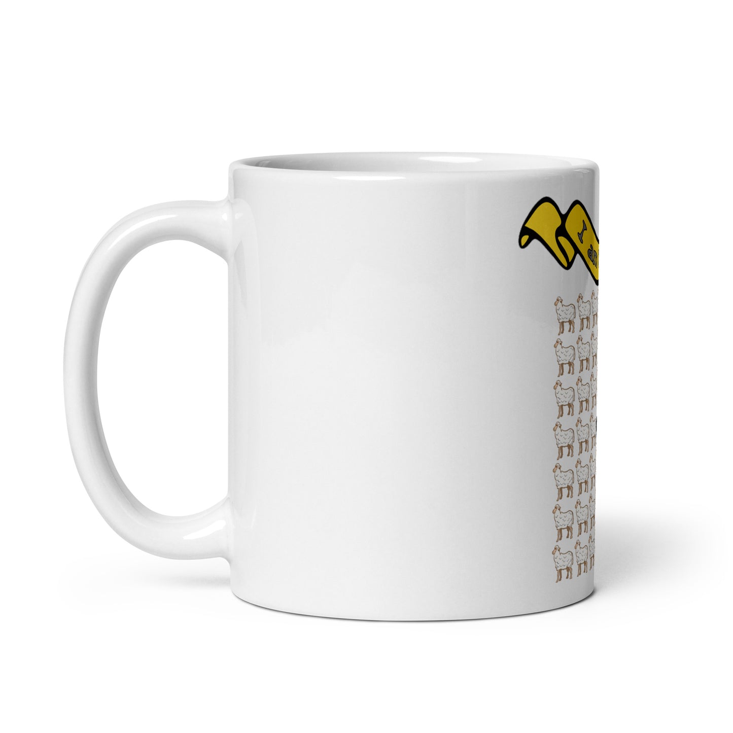 Weiße, glänzende Tasse - schware Schaf