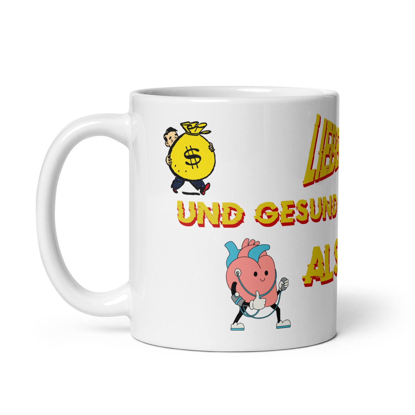 Weiße, glänzende Tasse - Lieber Reich