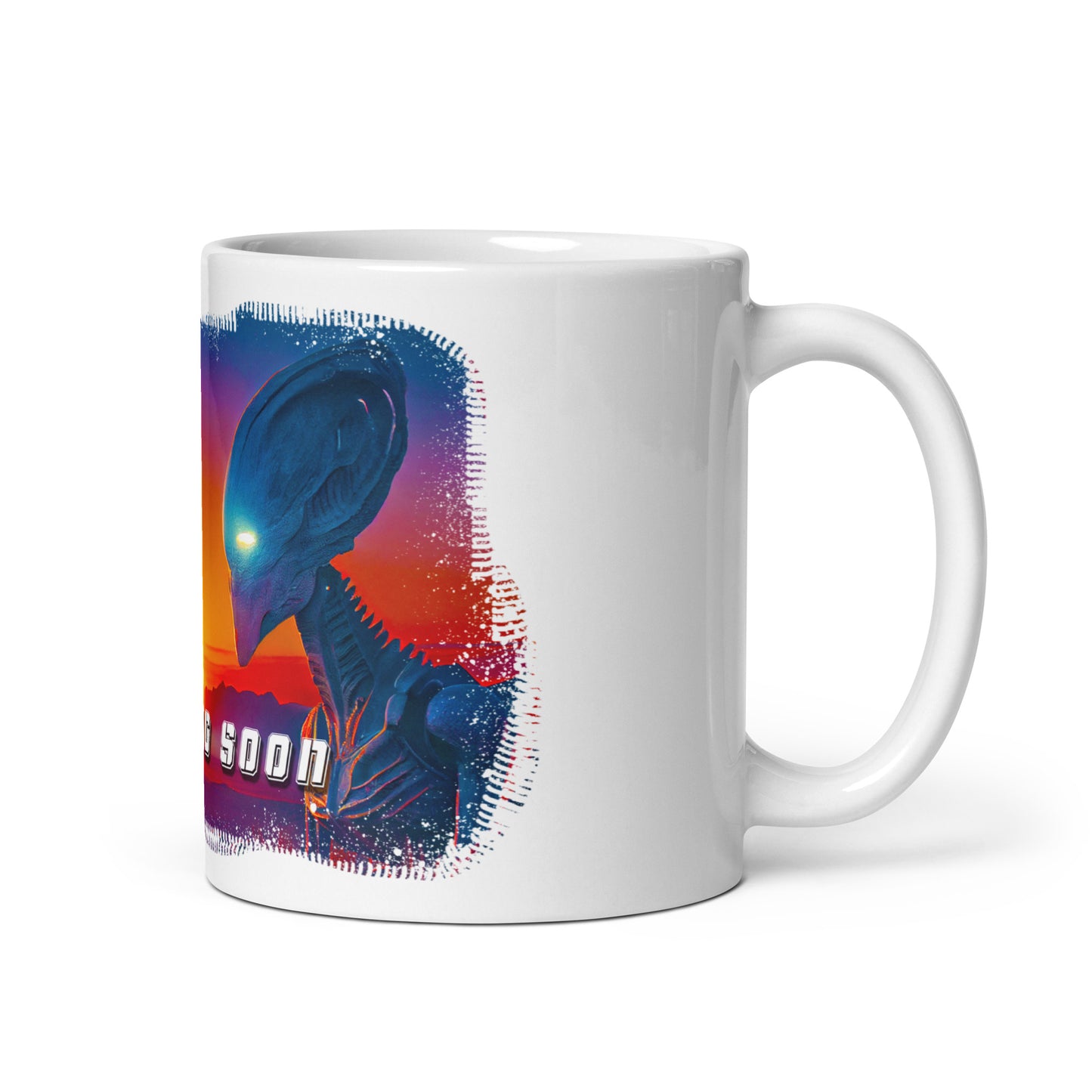 Weiße, glänzende Tasse - Coming Soon