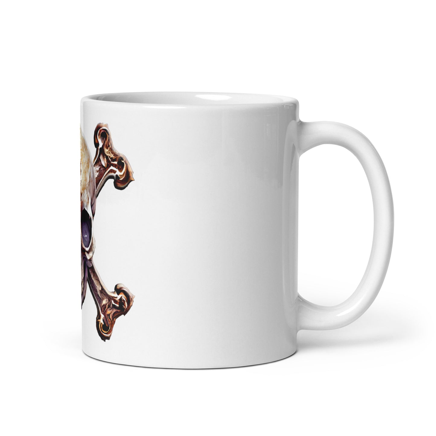 Weiße, glänzende Tasse - Totenkopf-Skull