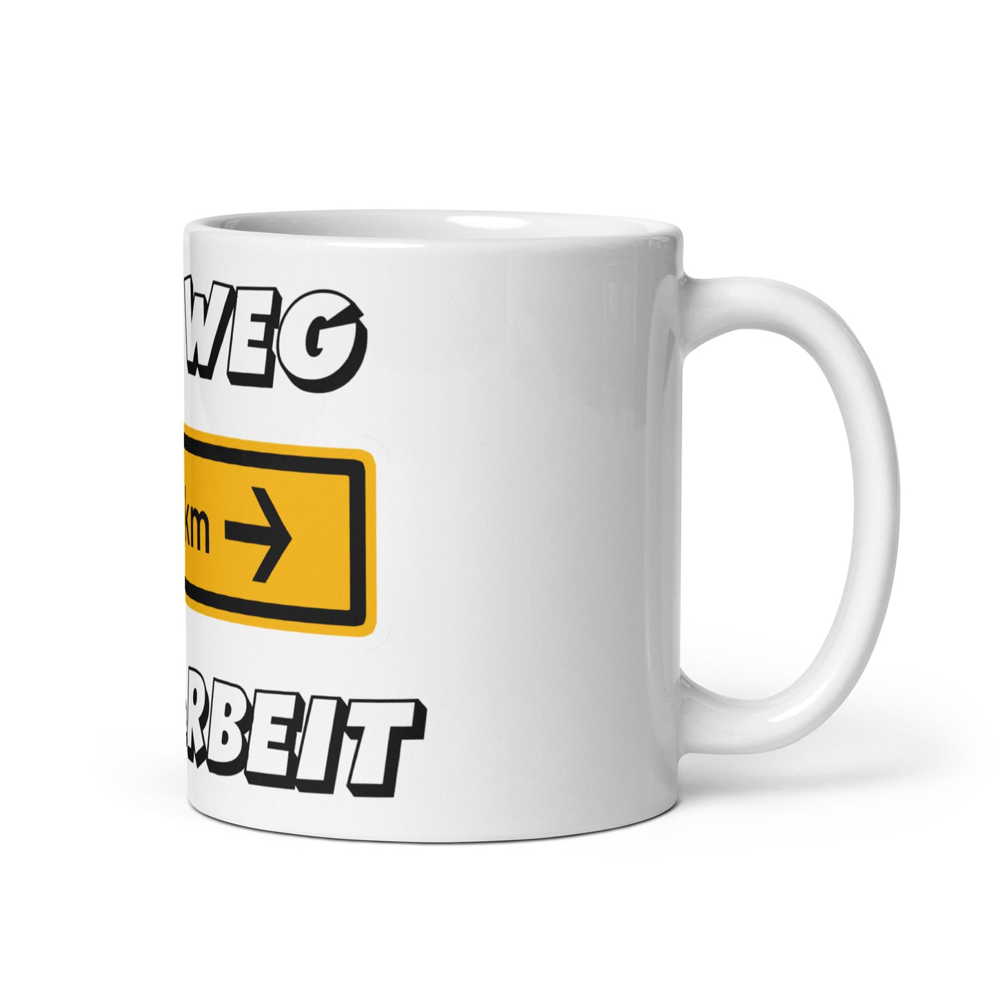 Weiße, glänzende Tasse - Weg zur Arbeit-T