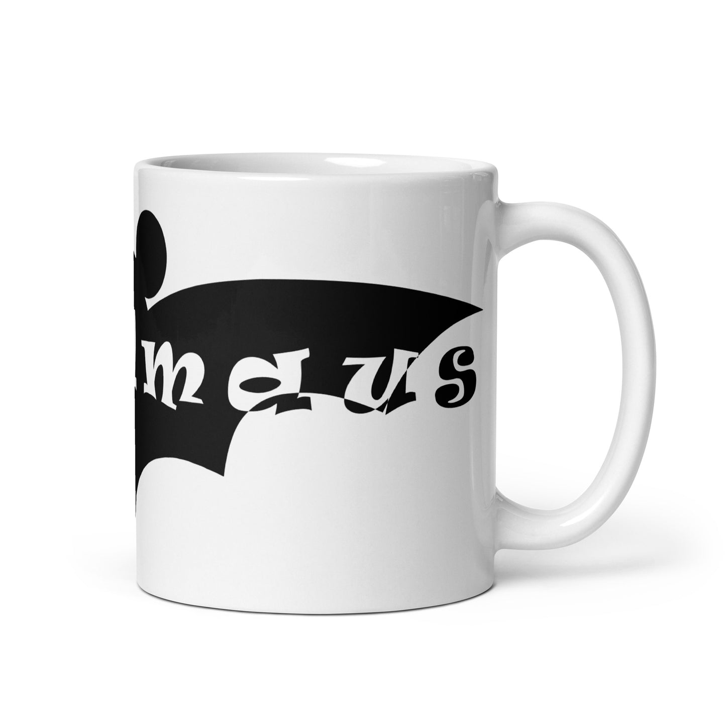 Weiße, glänzende Tasse - Flegelmaus