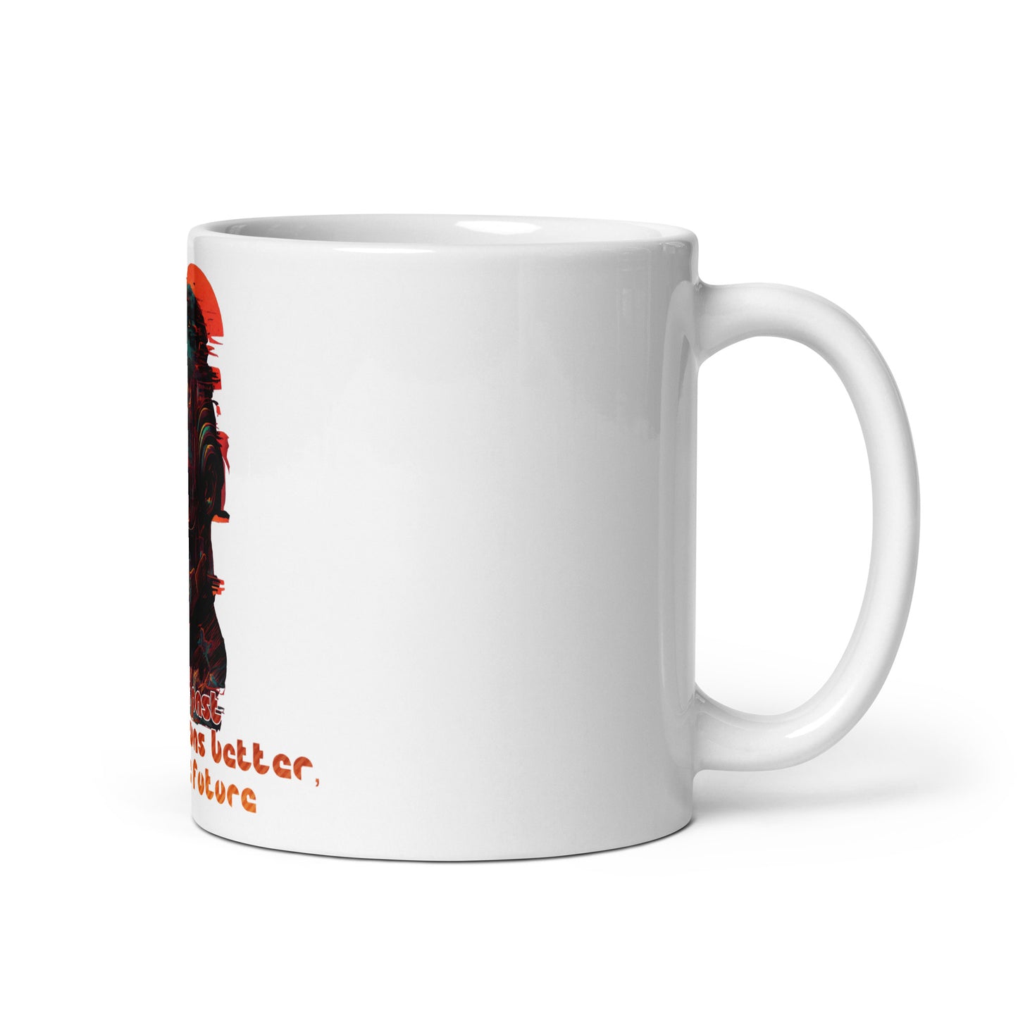 Weiße, glänzende Tasse - Früher war alles