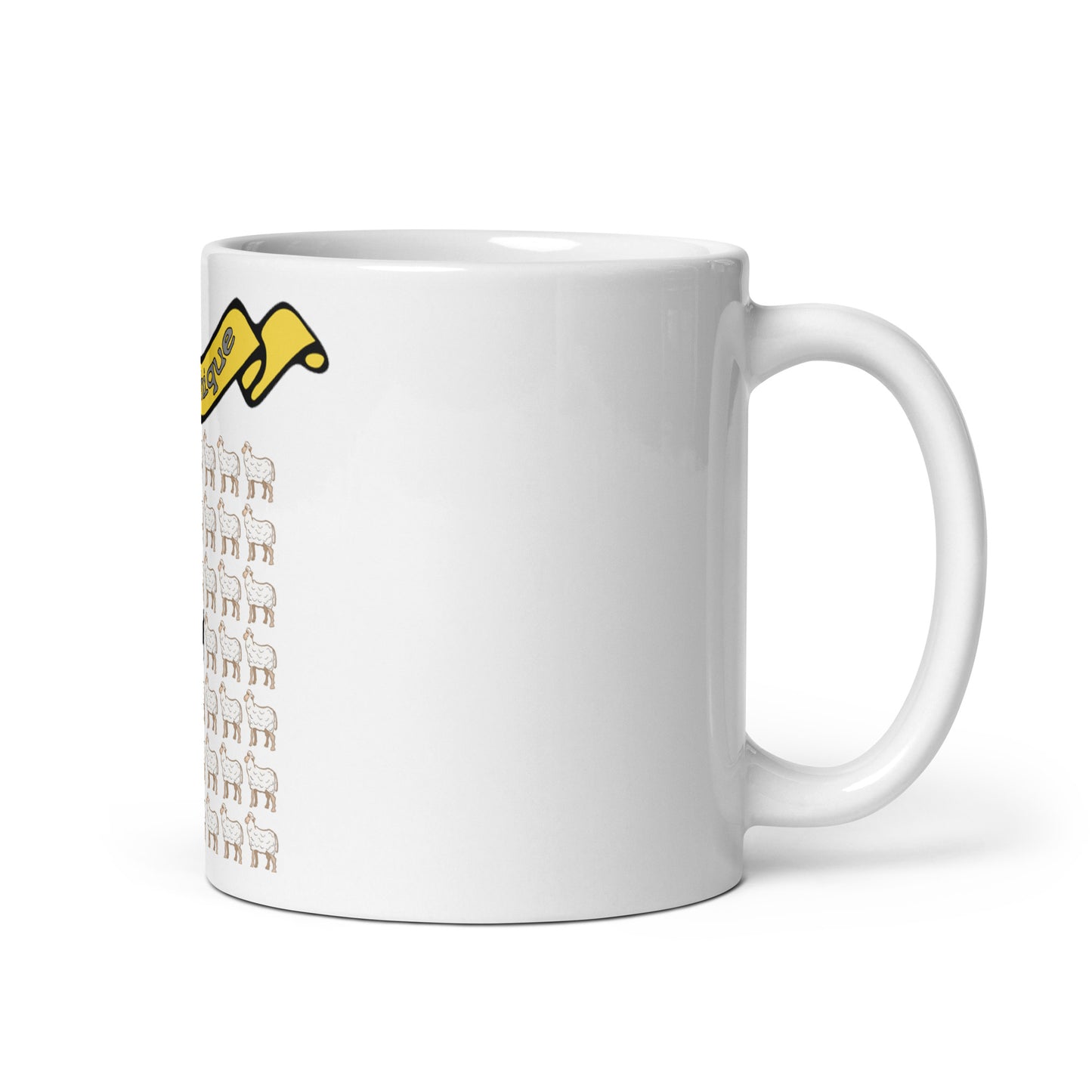 Weiße, glänzende Tasse - schware Schaf