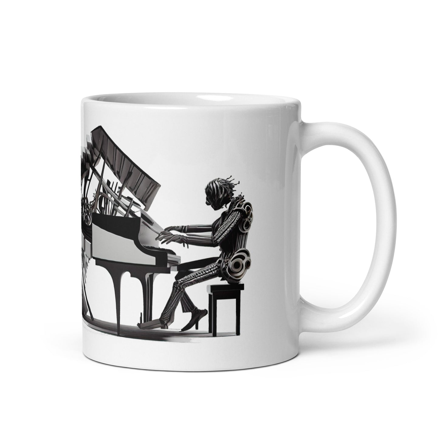 Weiße, glänzende Tasse - Klavierspieler