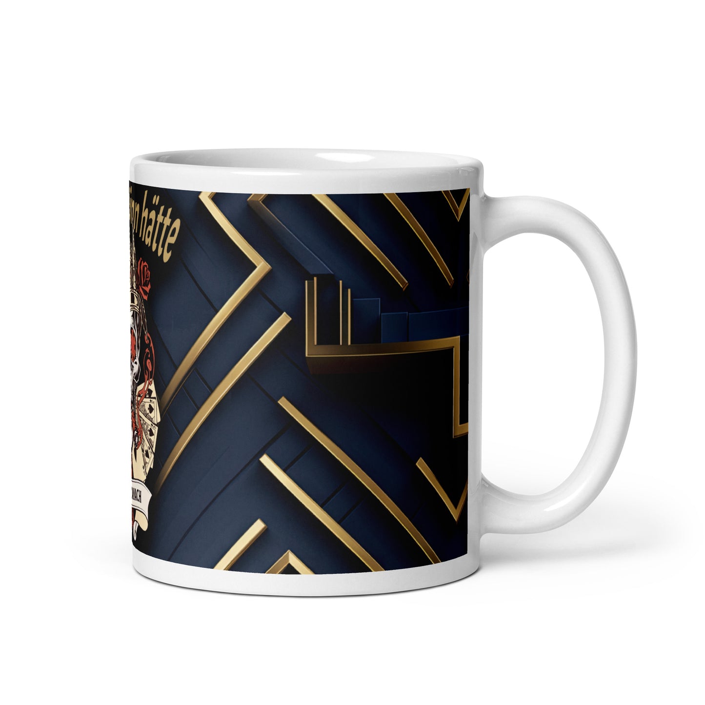 Weiße, glänzende Tasse - Leben mit Sinn