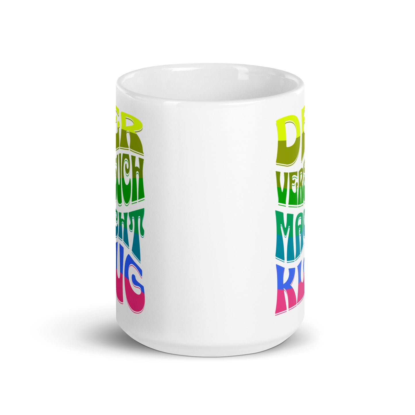 Weiße, glänzende Tasse - Der Versuch