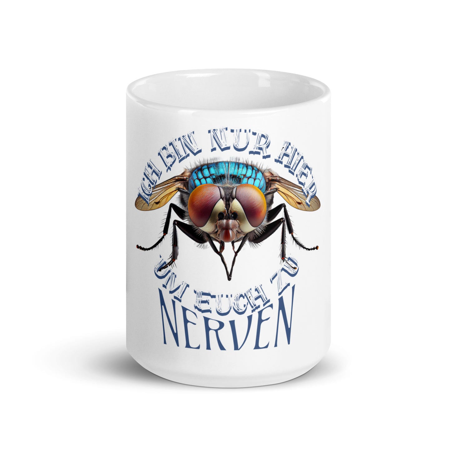 Weiße, glänzende Tasse - Nur zum Nerven