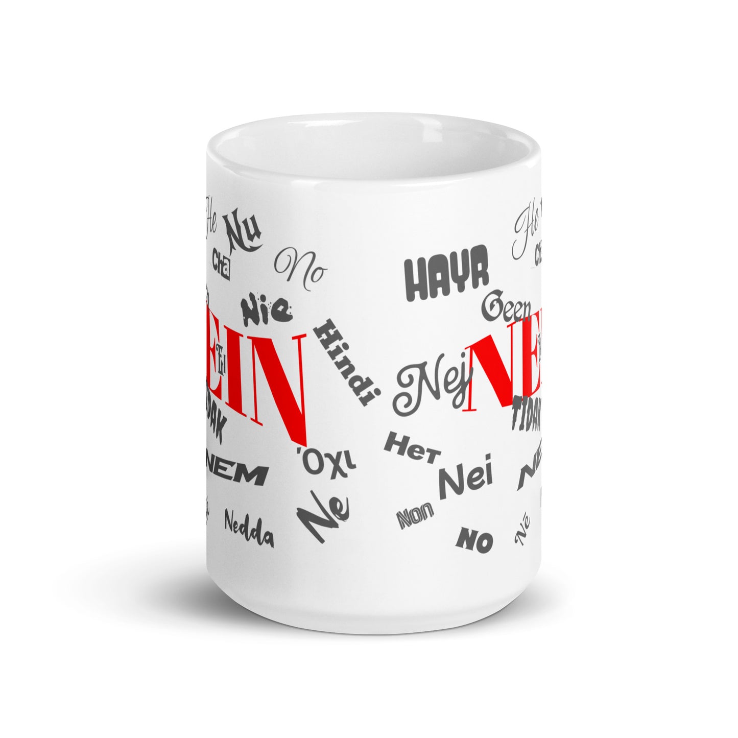 Weiße, glänzende Tasse - Nein