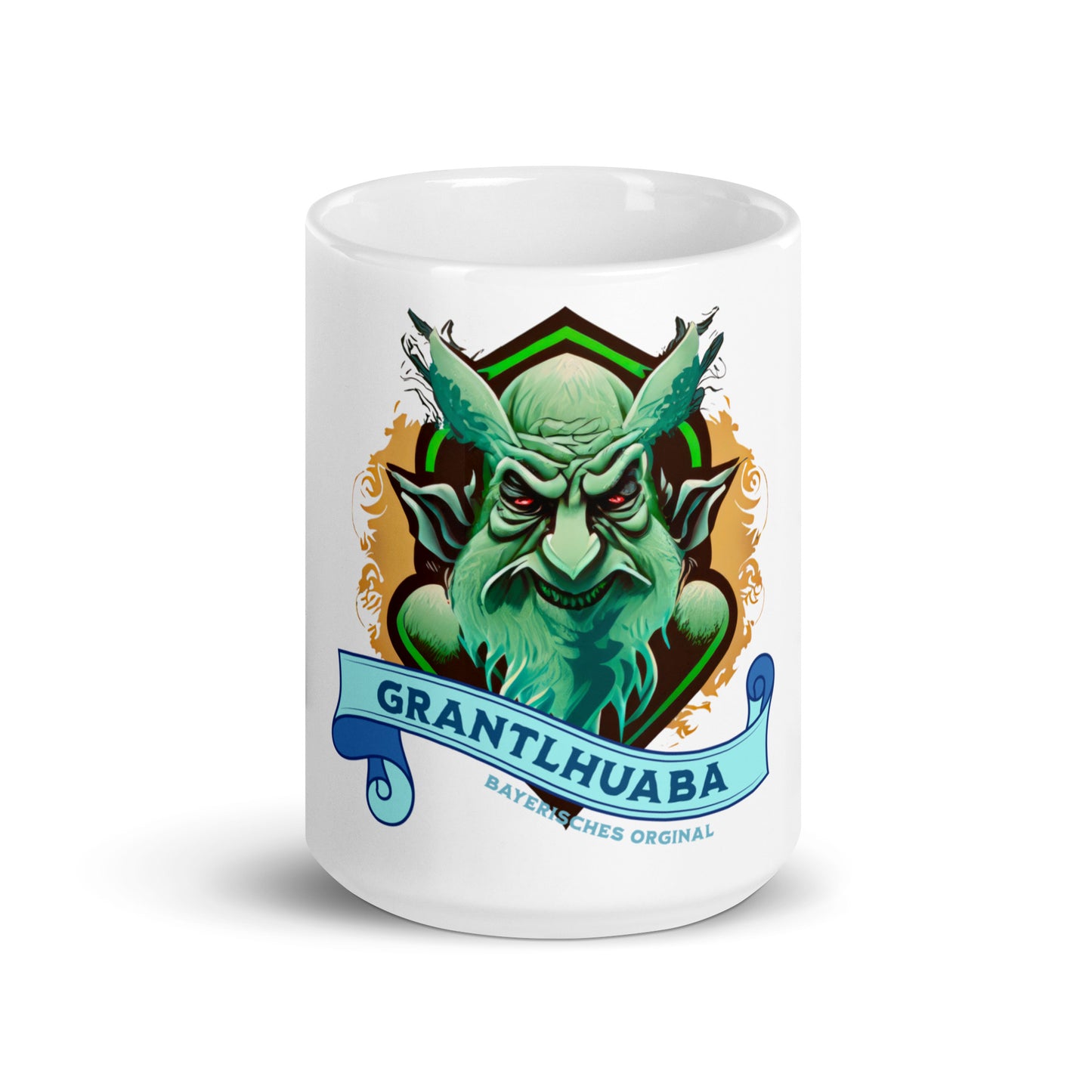 Weiße, glänzende Tasse - Bayerischer Grantlhuaba