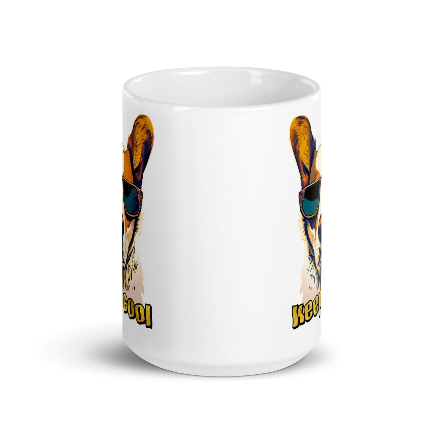 Weiße, glänzende Tasse - Bleib Cool