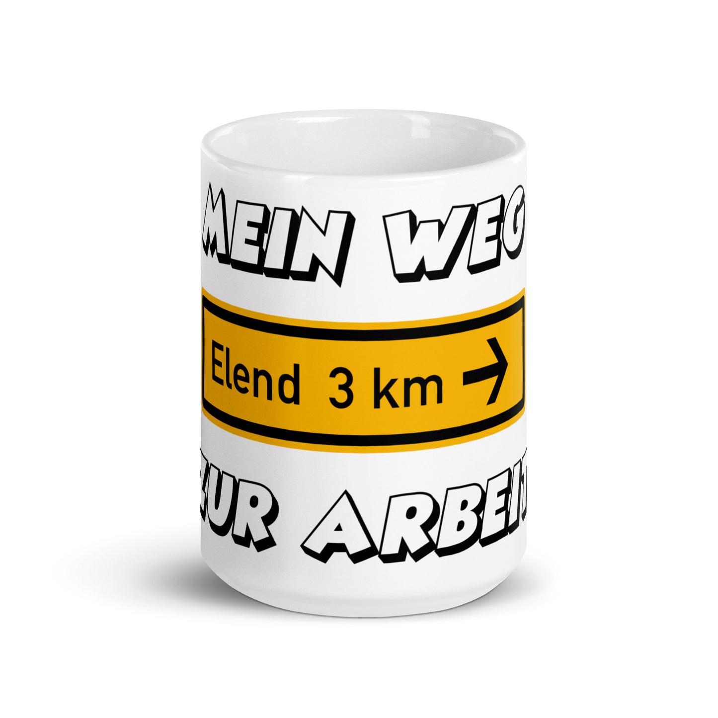 Weiße, glänzende Tasse - Weg zur Arbeit-T