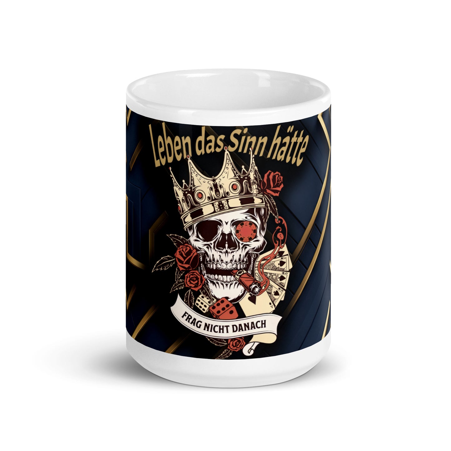 Weiße, glänzende Tasse - Leben mit Sinn