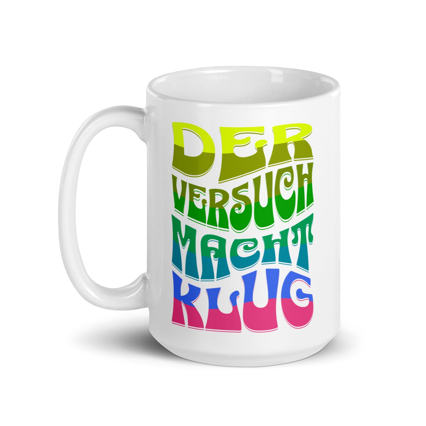 Weiße, glänzende Tasse - Der Versuch