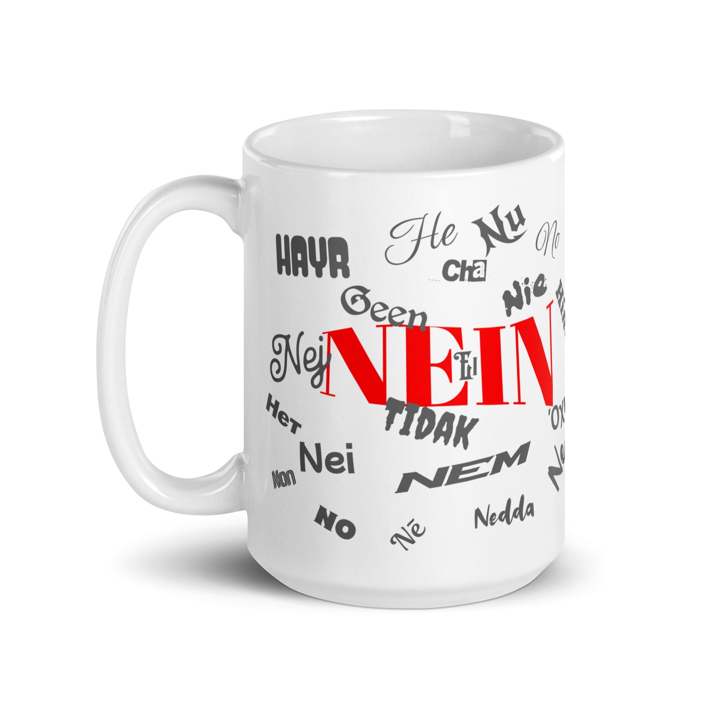 Weiße, glänzende Tasse - Nein
