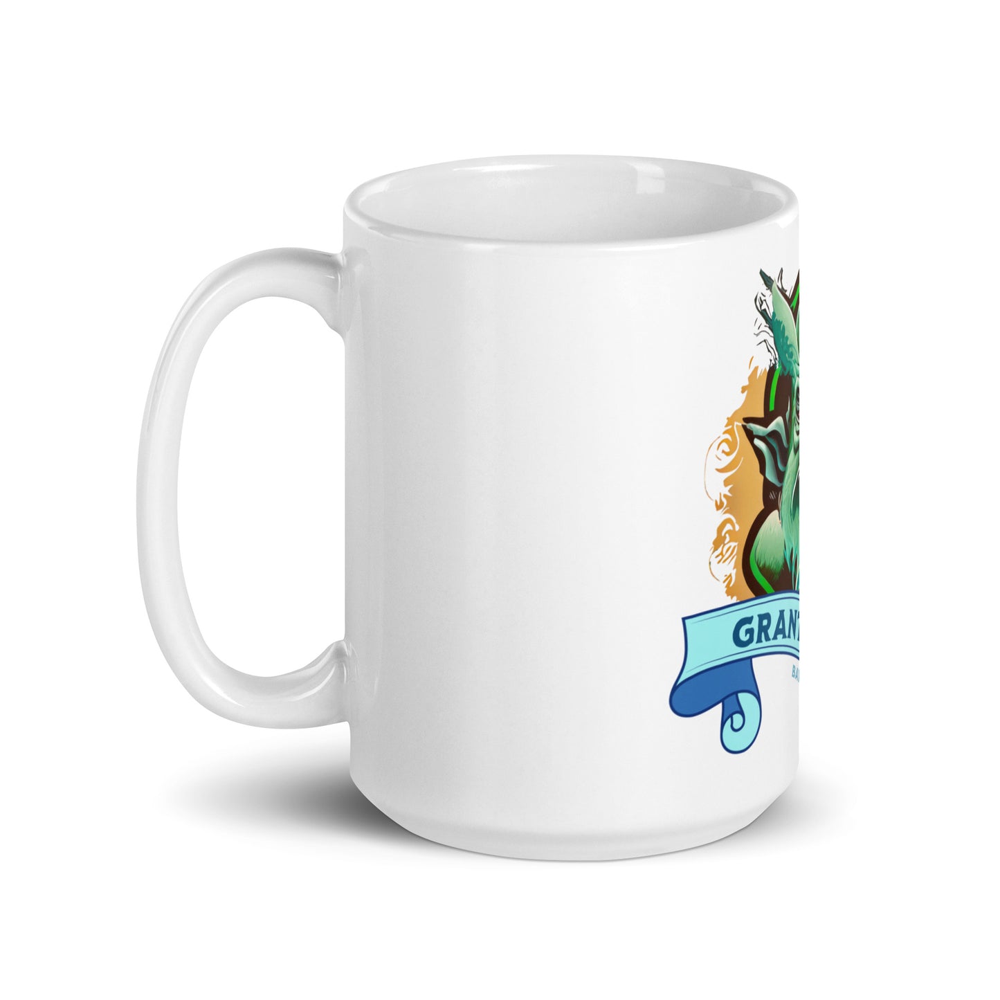Weiße, glänzende Tasse - Bayerischer Grantlhuaba