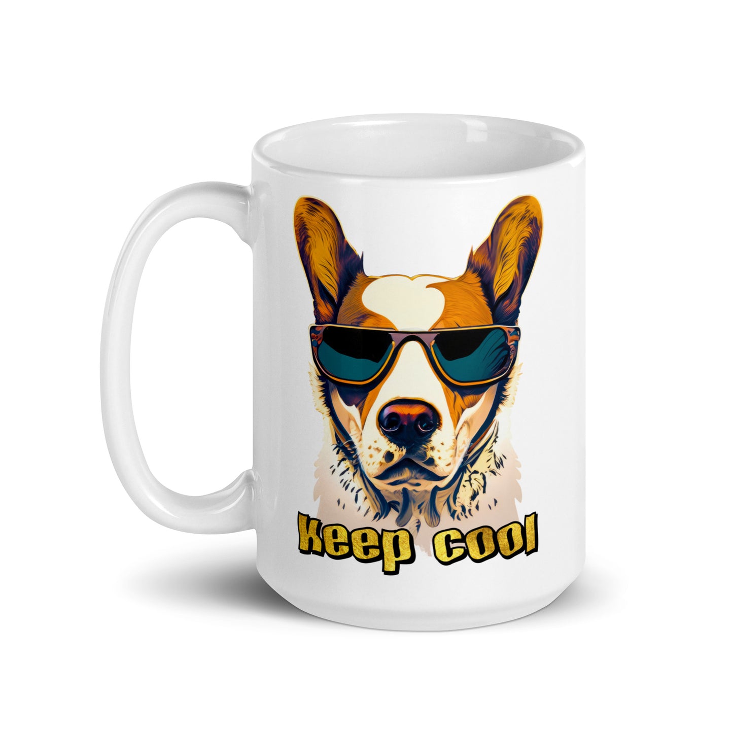 Weiße, glänzende Tasse - Bleib Cool