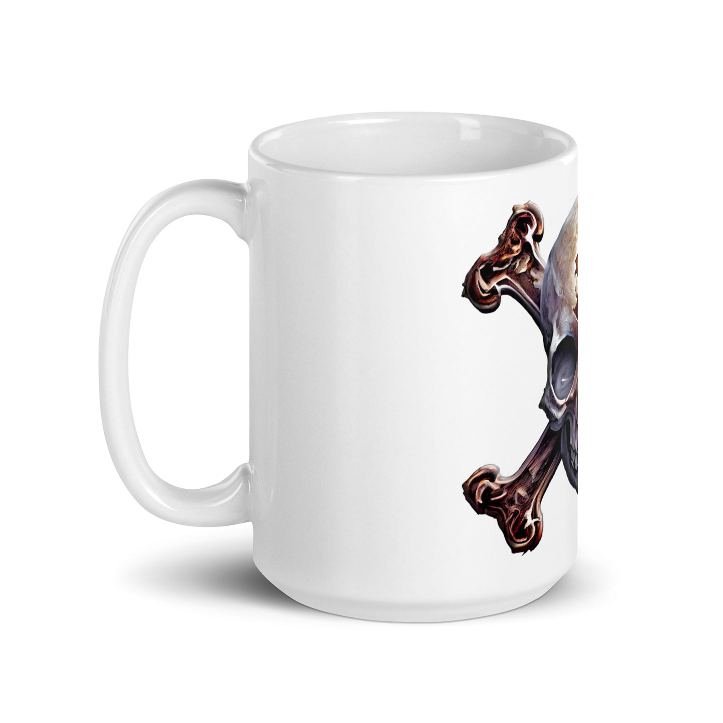 Weiße, glänzende Tasse - Totenkopf-Skull