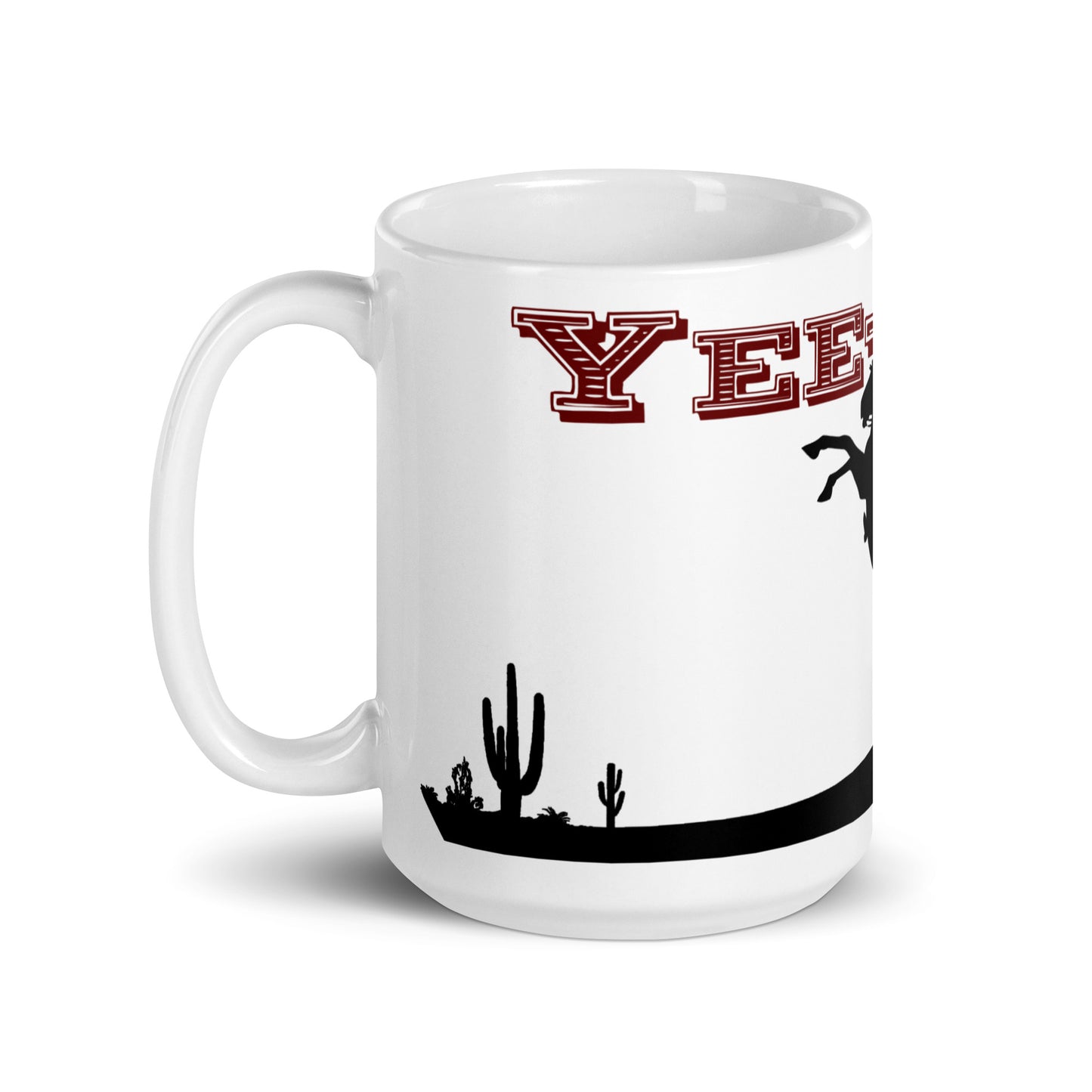 Weiße, glänzende Tasse - Yee-Haw