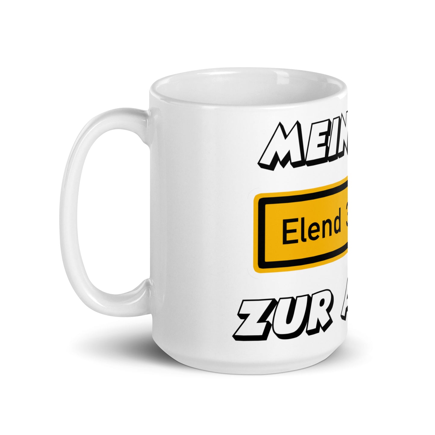 Weiße, glänzende Tasse - Weg zur Arbeit-T
