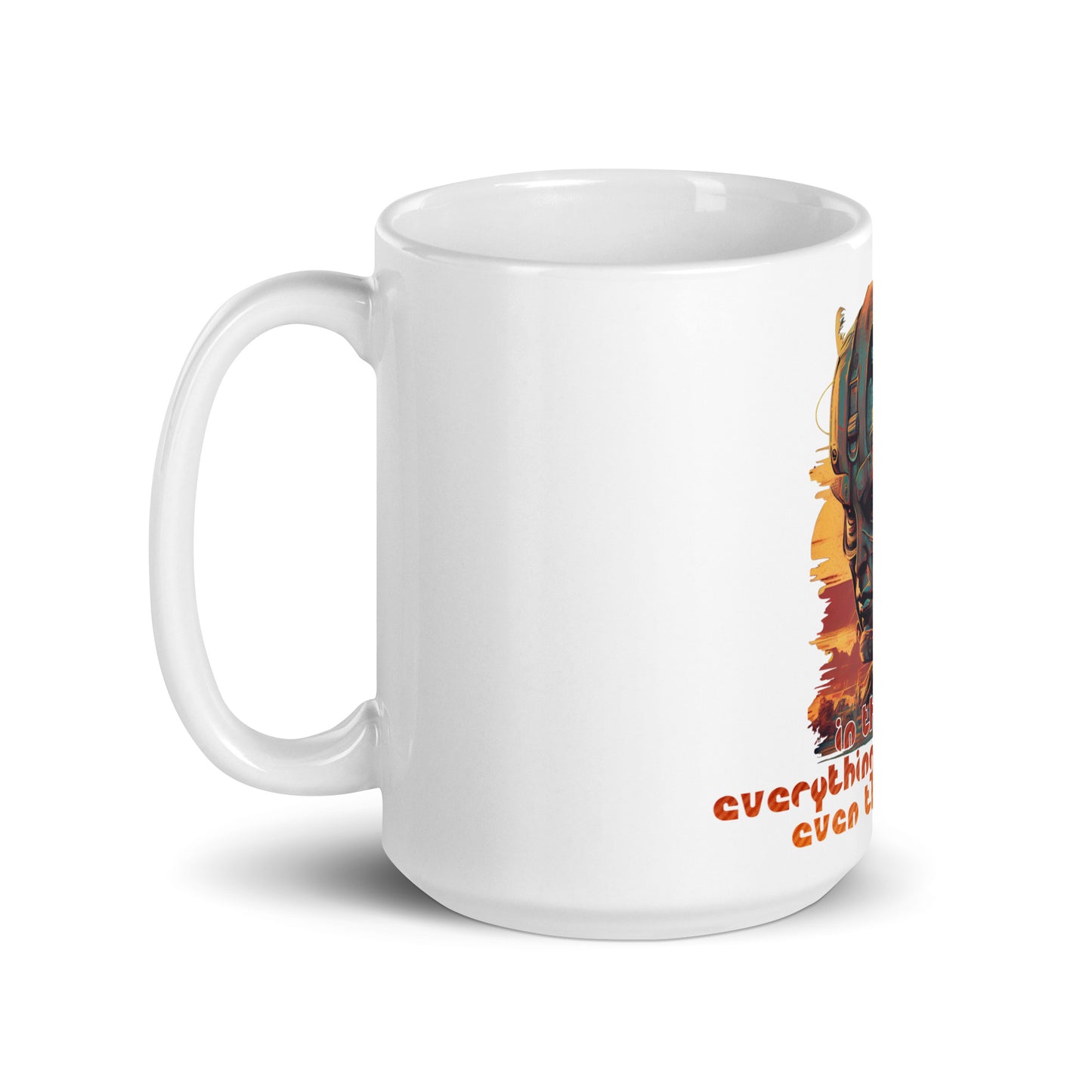 Weiße, glänzende Tasse - Früher war alles