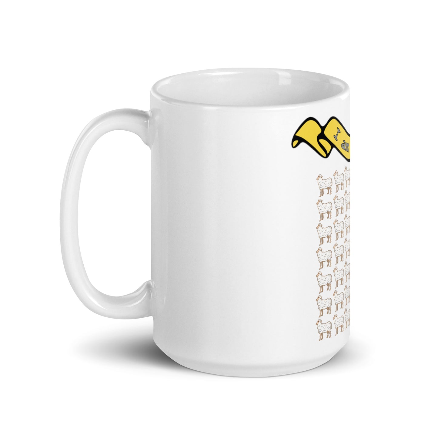 Weiße, glänzende Tasse - schware Schaf