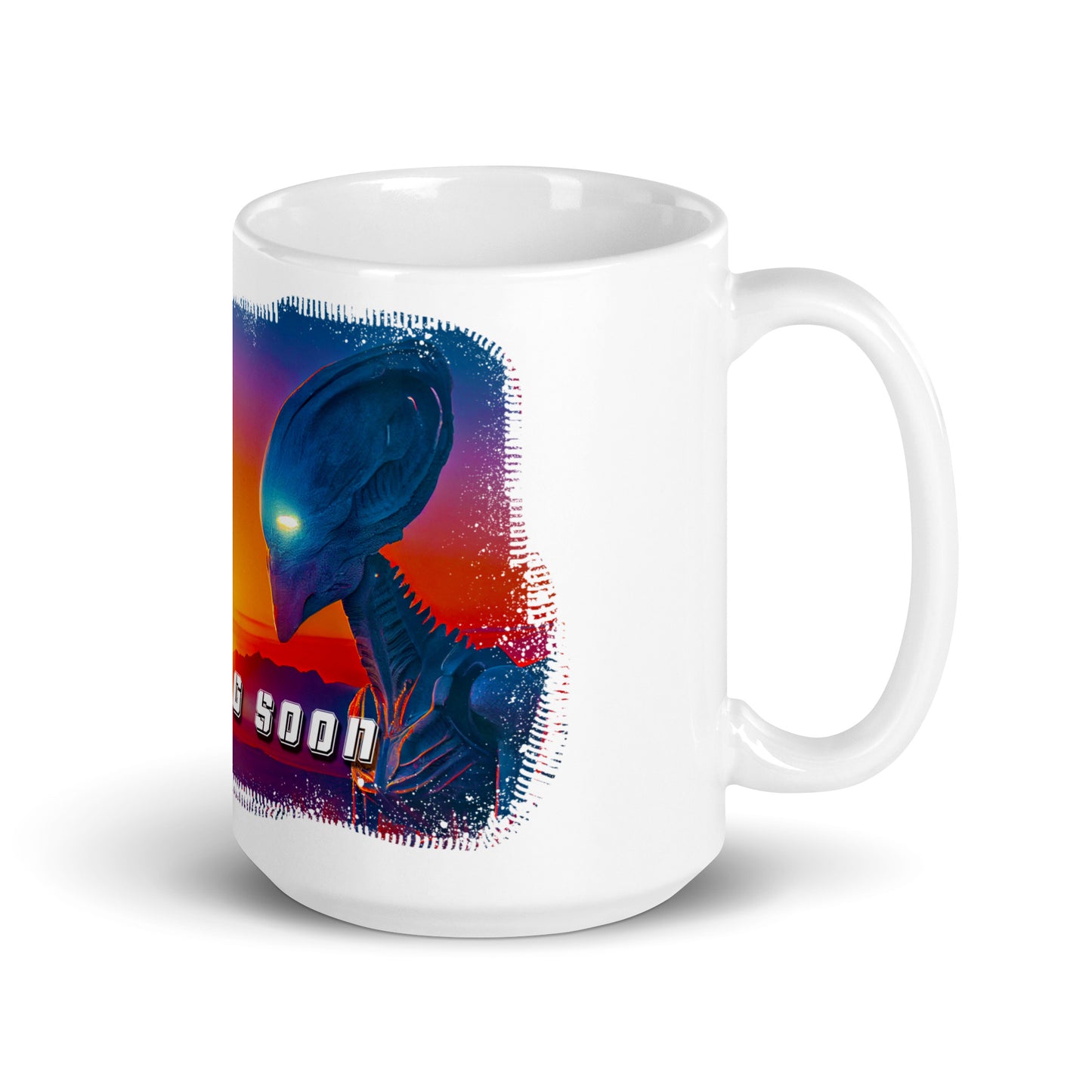 Weiße, glänzende Tasse - Coming Soon