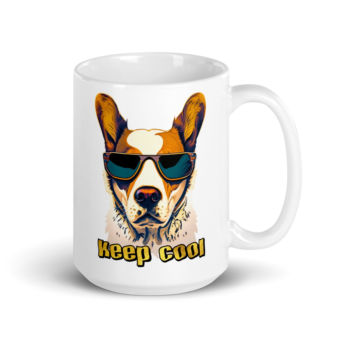 Weiße, glänzende Tasse - Bleib Cool