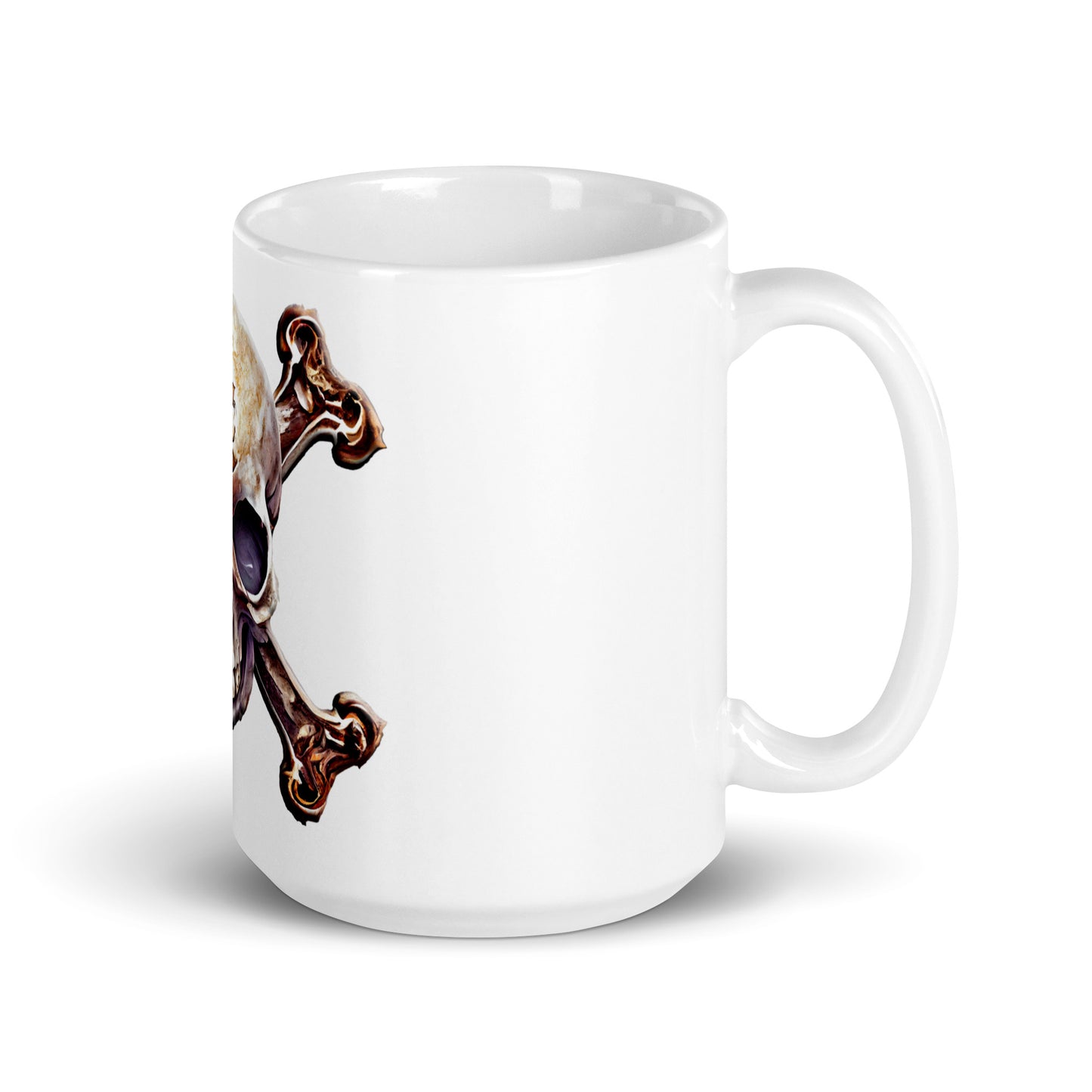 Weiße, glänzende Tasse - Totenkopf-Skull
