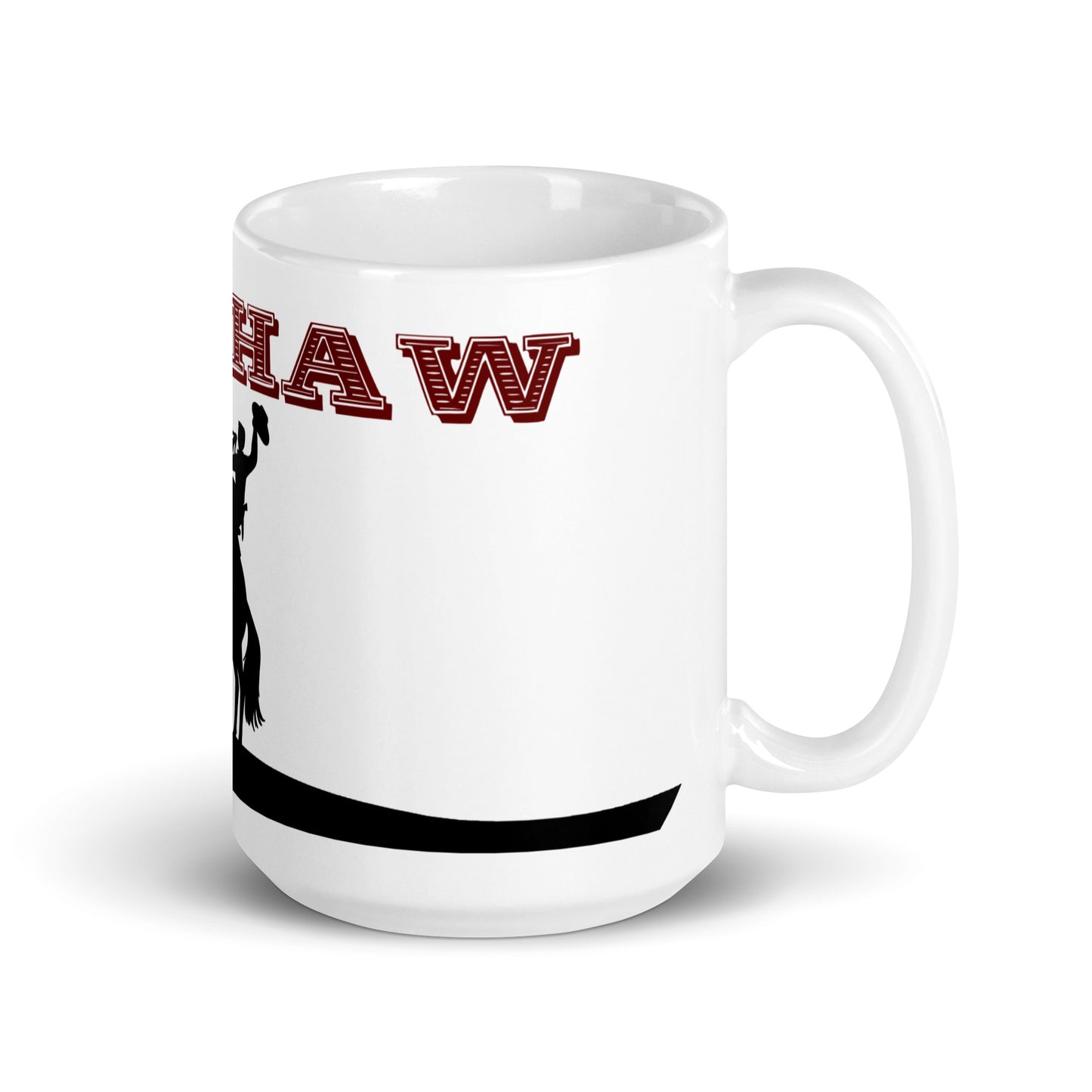 Weiße, glänzende Tasse - Yee-Haw