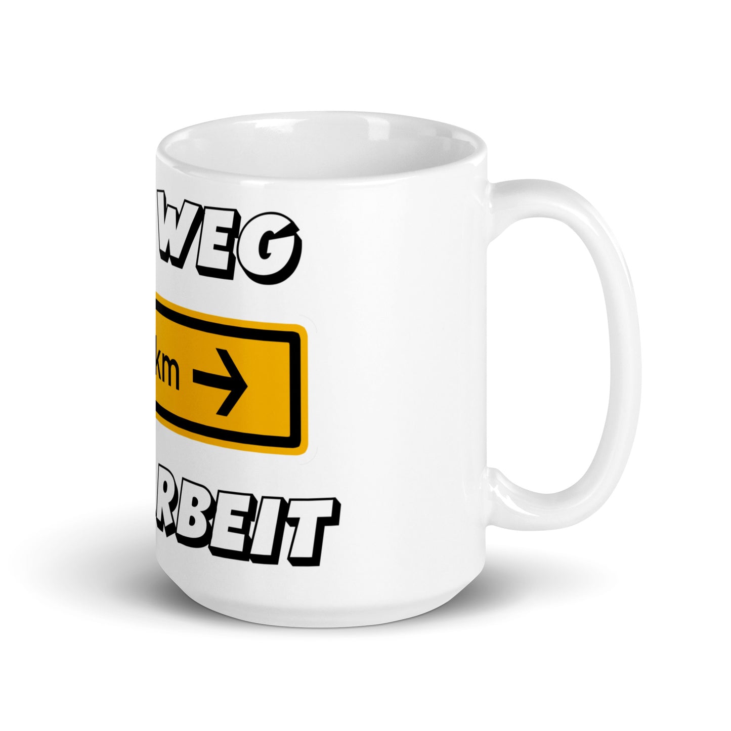 Weiße, glänzende Tasse - Weg zur Arbeit-T