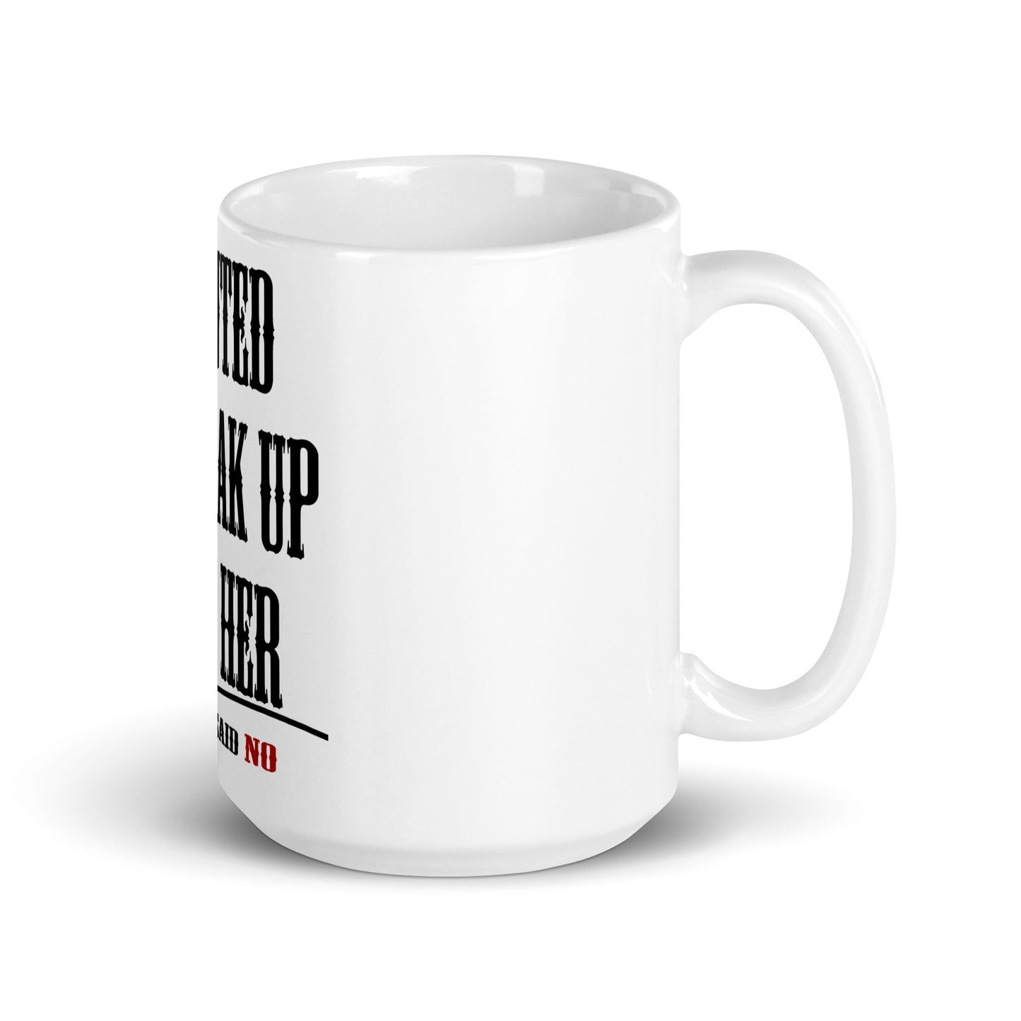 Weiße, glänzende Tasse - I want break