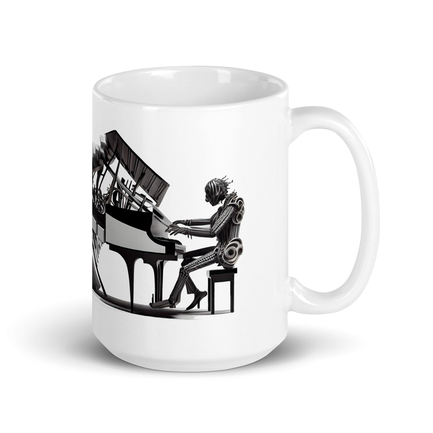 Weiße, glänzende Tasse - Klavierspieler
