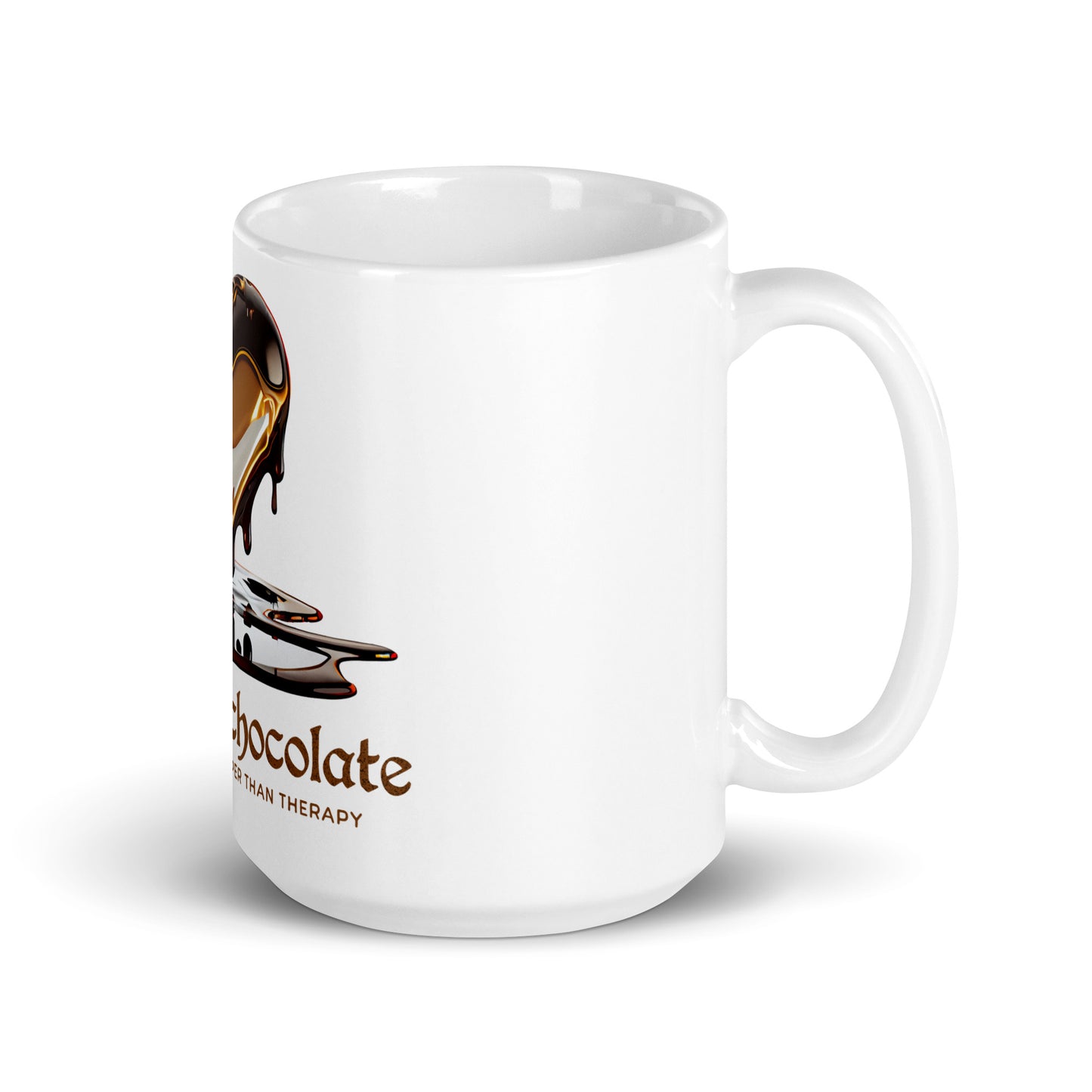 Weiße, glänzende Tasse - Schoko-Therapie