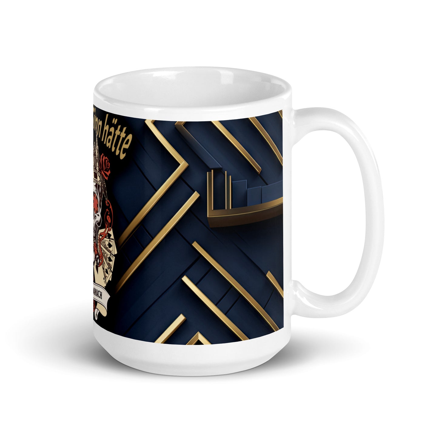 Weiße, glänzende Tasse - Leben mit Sinn