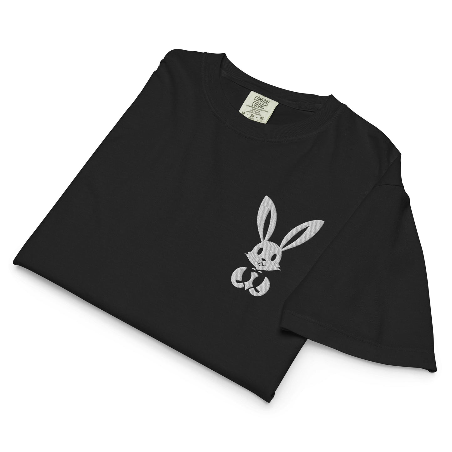 Schweres Damen T-Shirt im Boxy-Schnitt - gesticktes Bunny-Logo