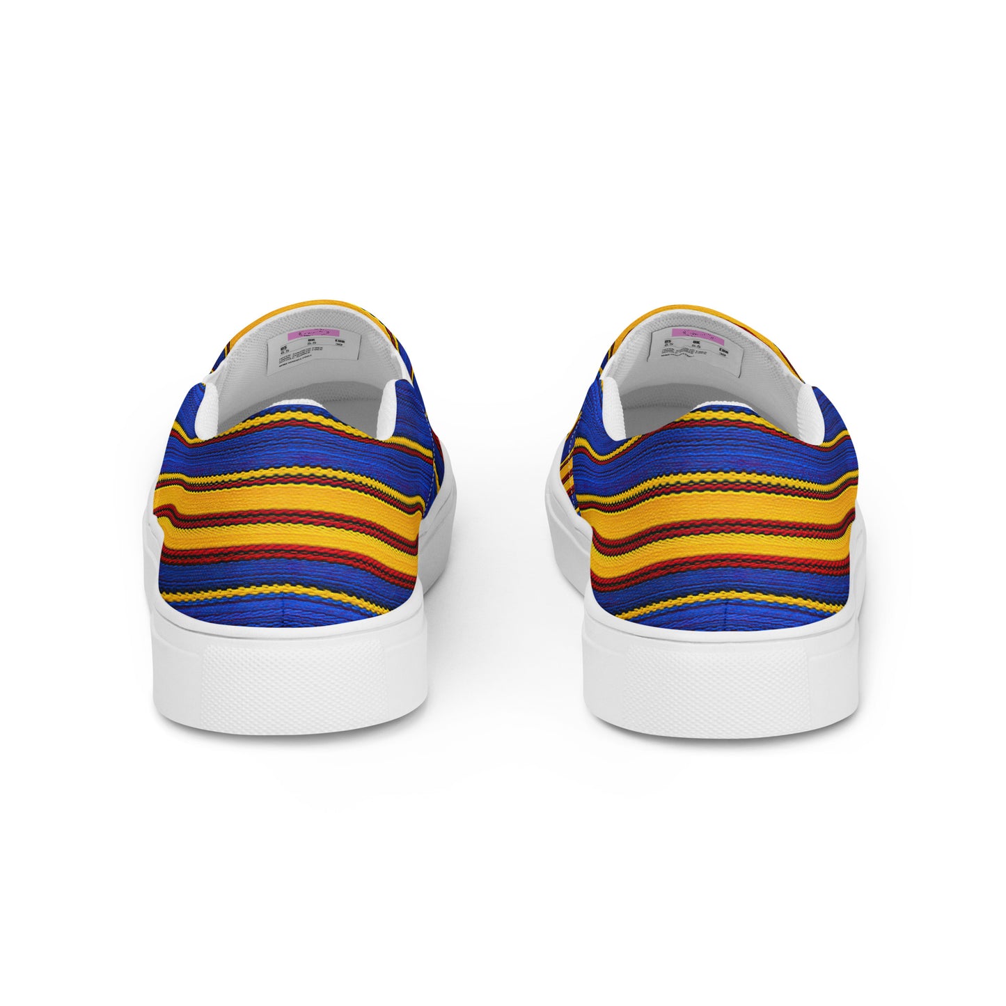 Damen-Canvas-Slipper - Gelb-Blaue Streifen