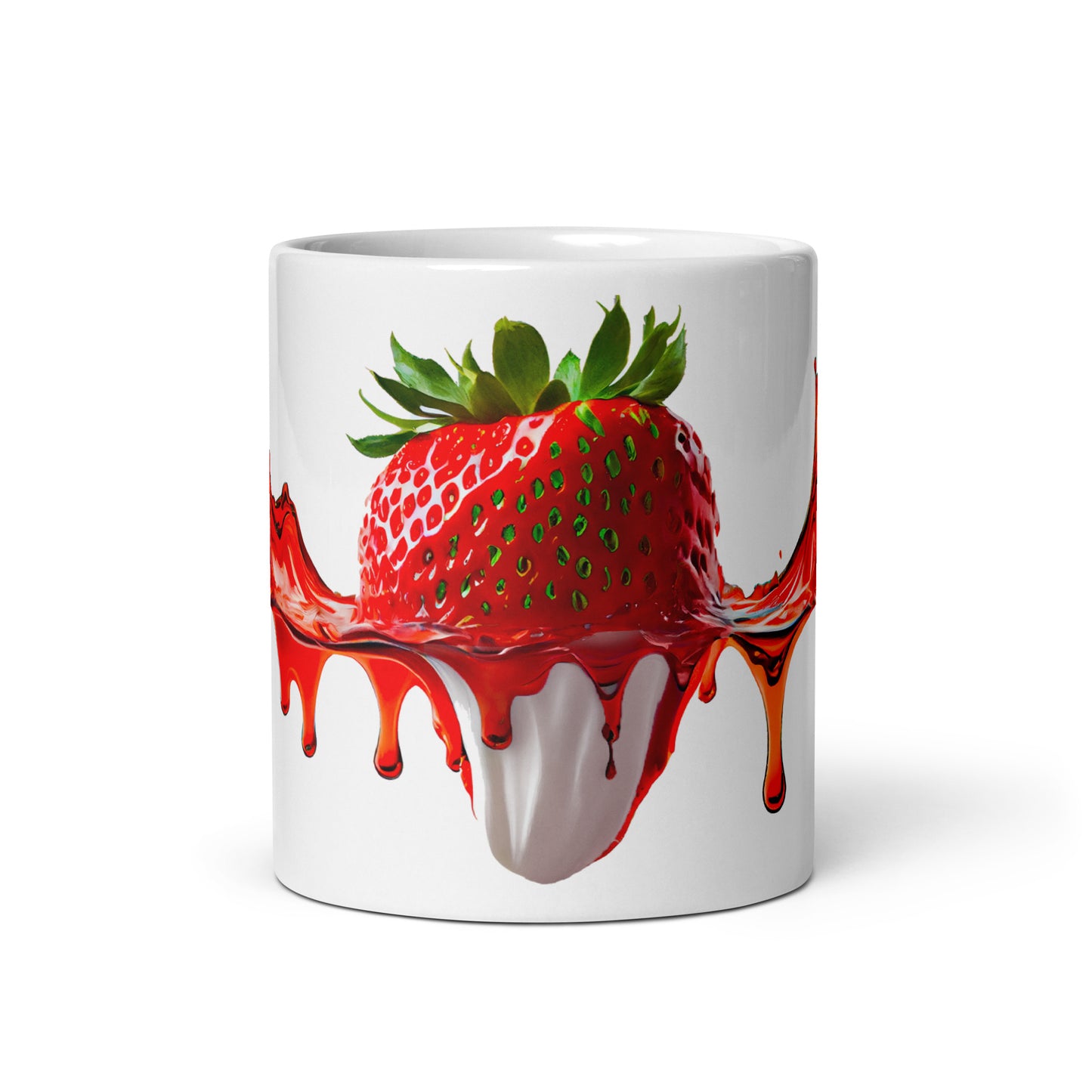 Weiße, glänzende Tasse - Erdbeere