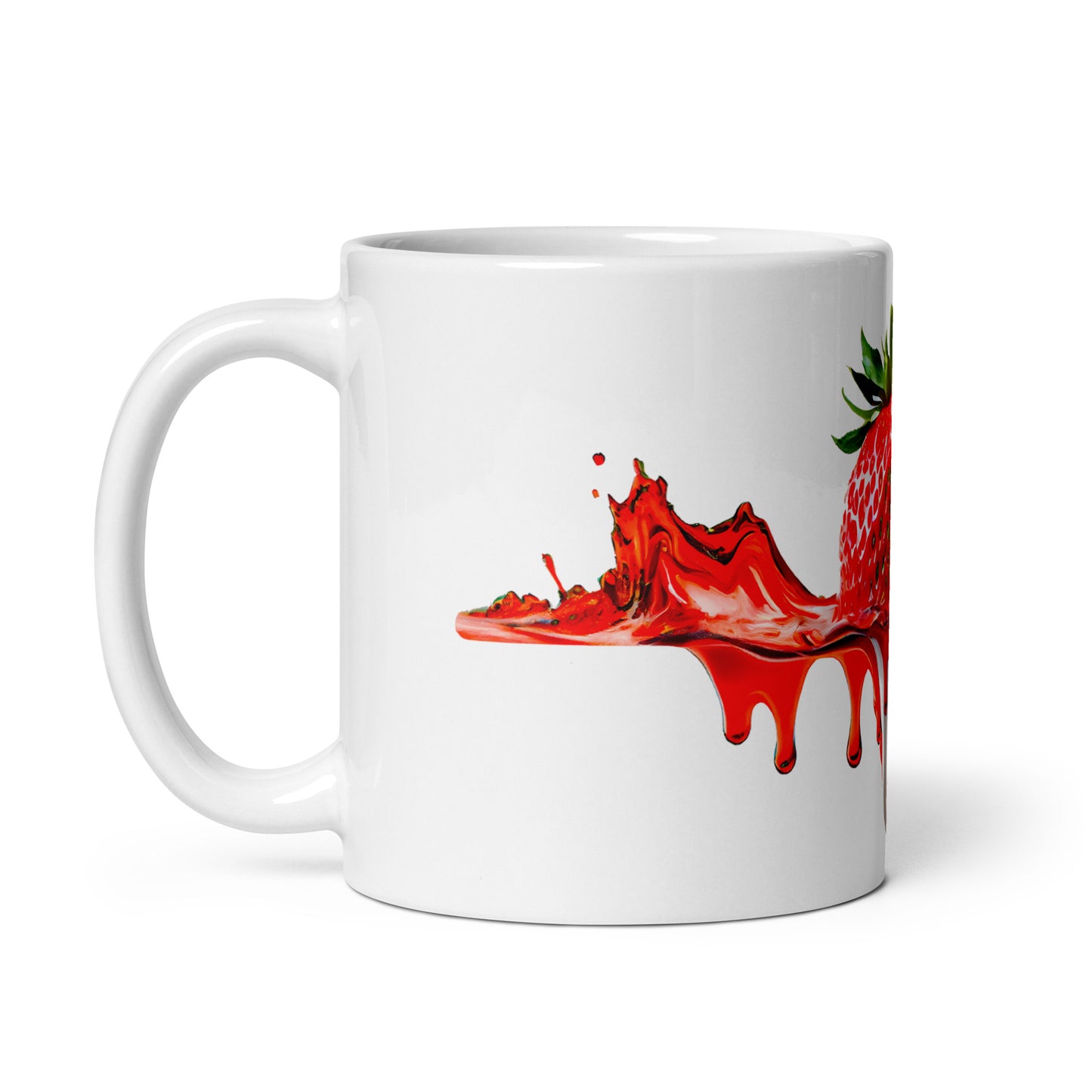 Weiße, glänzende Tasse - Erdbeere