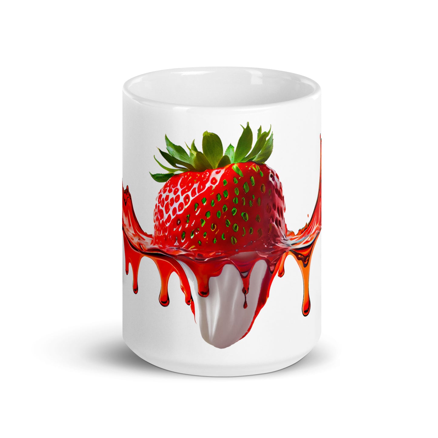 Weiße, glänzende Tasse - Erdbeere