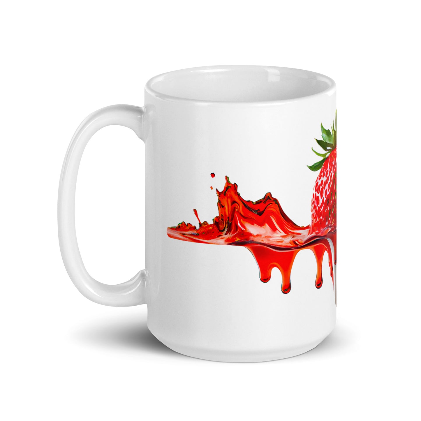 Weiße, glänzende Tasse - Erdbeere