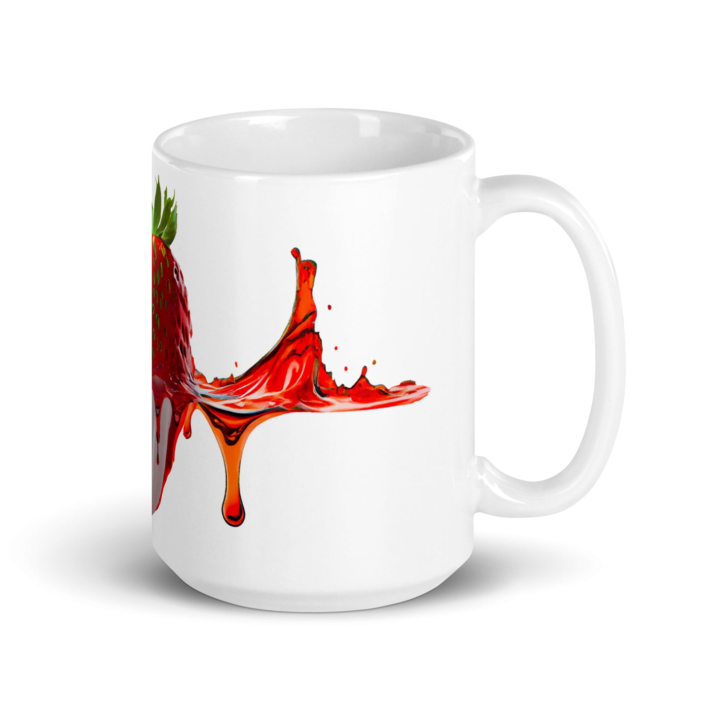 Weiße, glänzende Tasse - Erdbeere