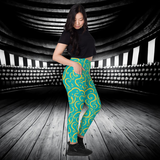 Leggings mit Taschen - Gelbe Welle