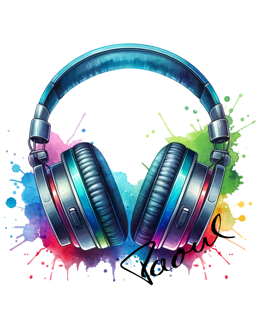 Schweres textilgefärbtes Unisex-T-Shirt - Headphones