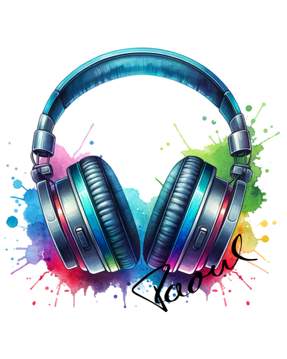 Schweres textilgefärbtes Unisex-T-Shirt - Headphones