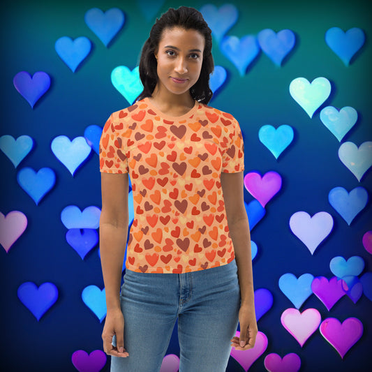 AllOver-Damen-T-Shirt - Meer aus Herzchen
