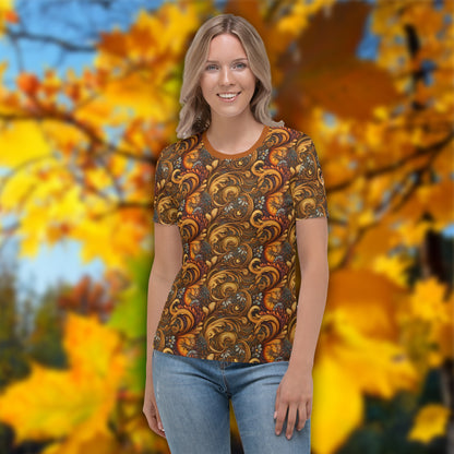 AllOver-Damen-T-Shirt - Paisley-Herbstfarben