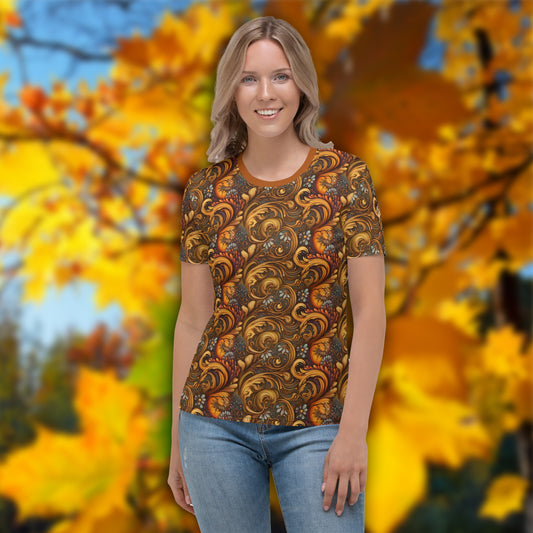 AllOver-Damen-T-Shirt - Paisley-Herbstfarben