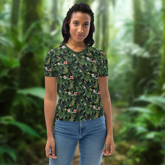 AllOver-Damen-T-Shirt - Papagei im Urwald
